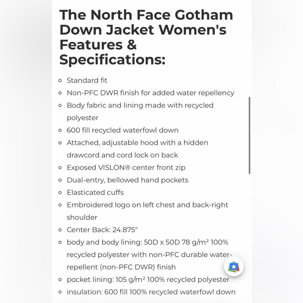 The North Face Women's Gotham Jacket in White Dune - Picture 12 of 12